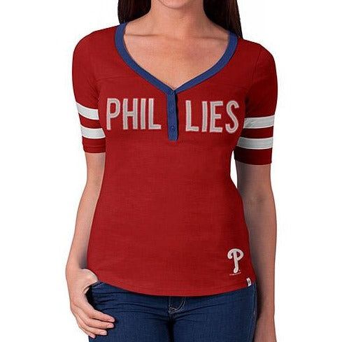 Philadelphia Phillies Women's Maroon Scrum Twins T-Shirt by Banner 47