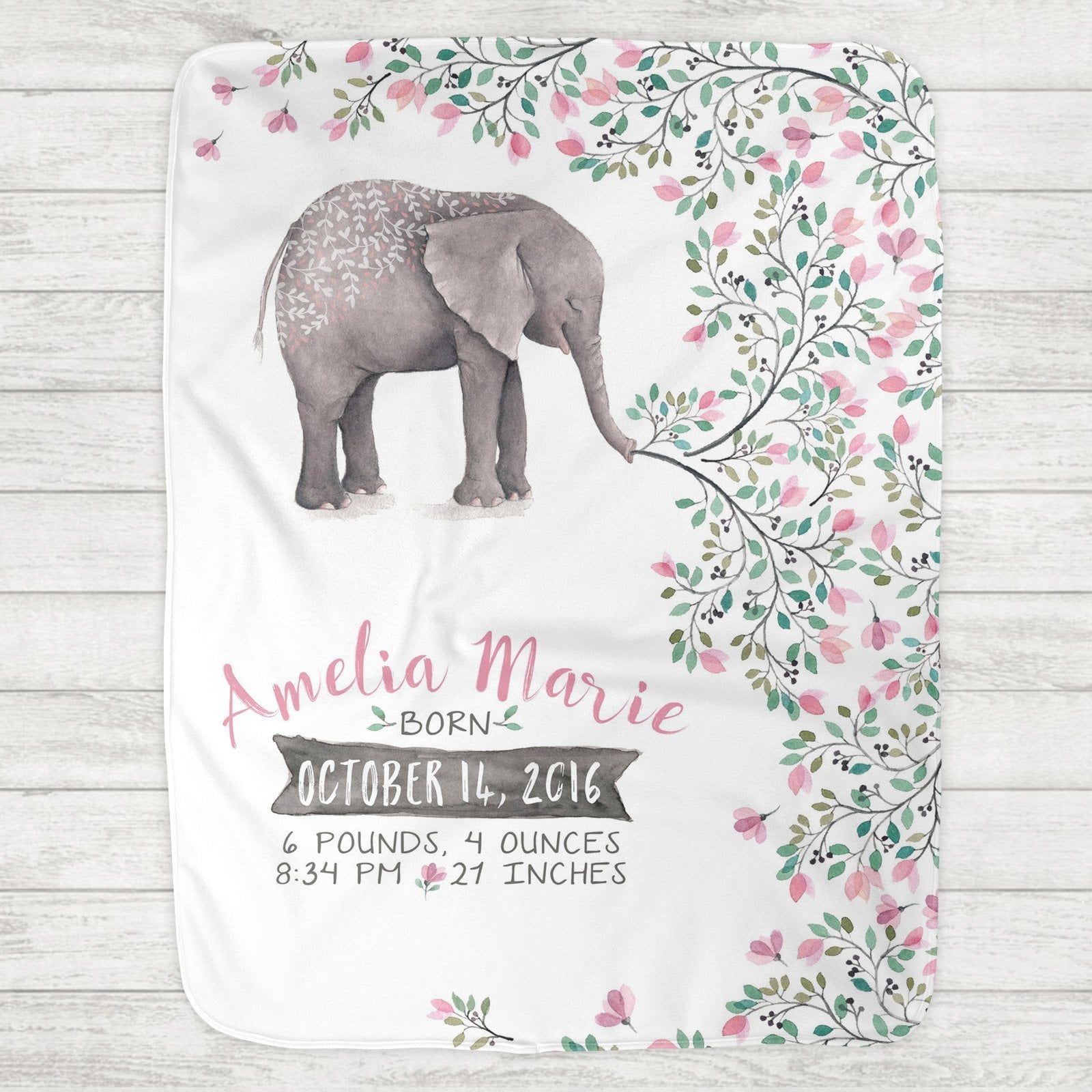 personalized baby elephant blanket