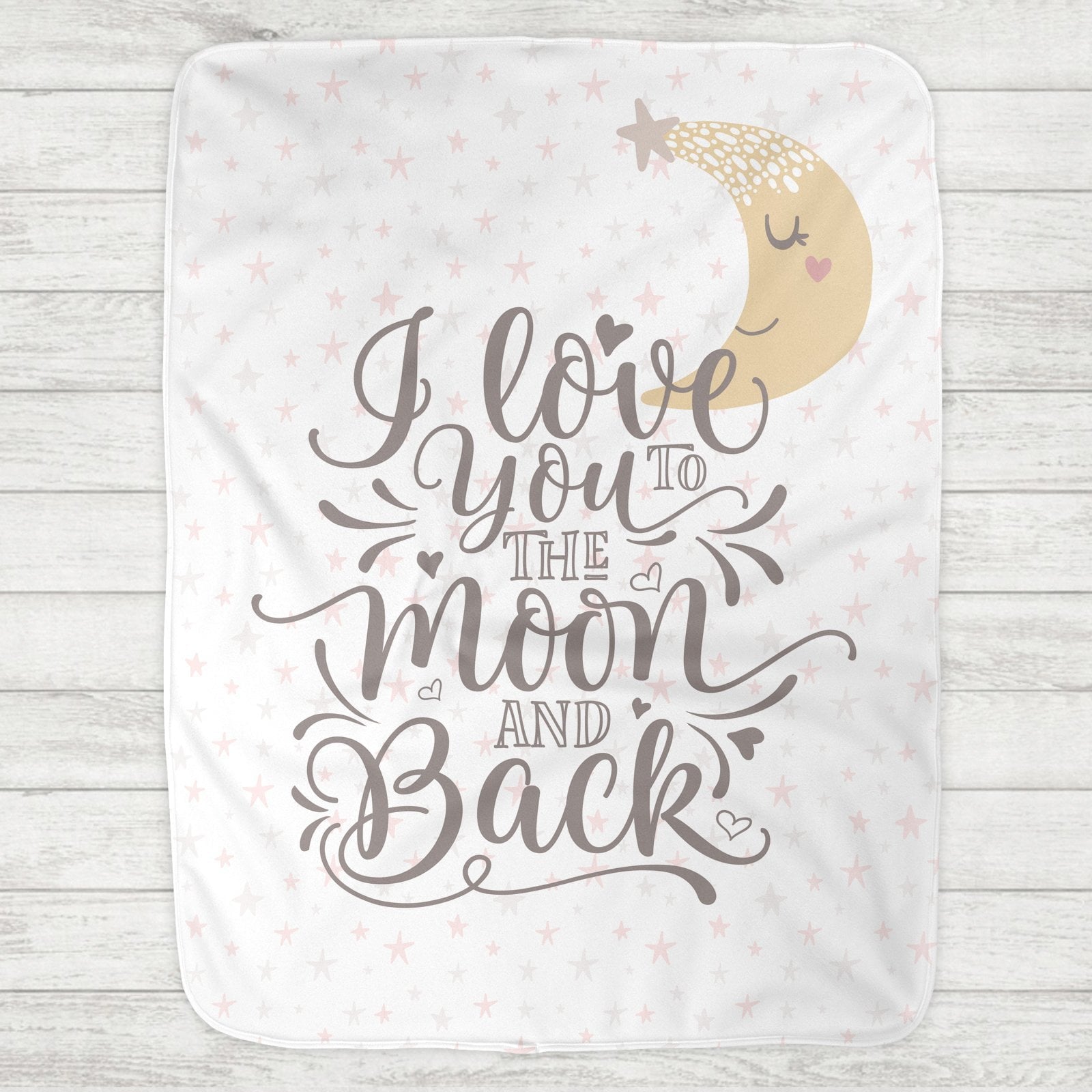 I Love You To The Moon And Back Baby Blanket Pink Moon Stars Personalization Available The Milk Moustache