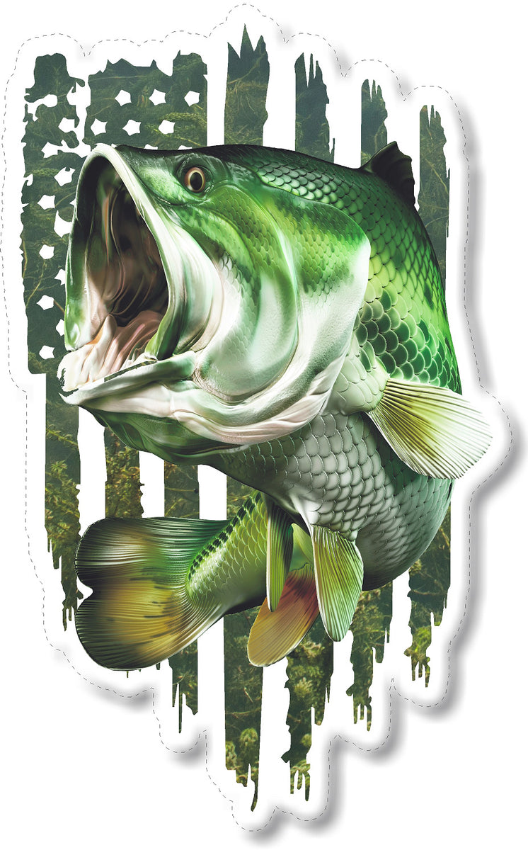 Largemouth Bass American Flag Decals Fishing - Firehouse ...