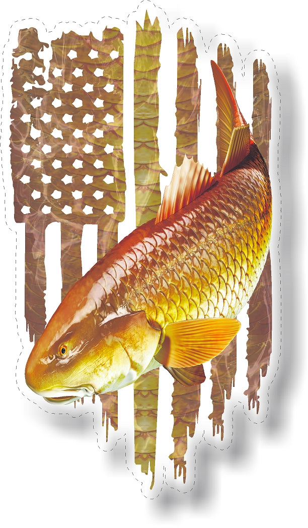Redfish Red Drum Spottail Bass American Flag Decals Fishing – Firehouse