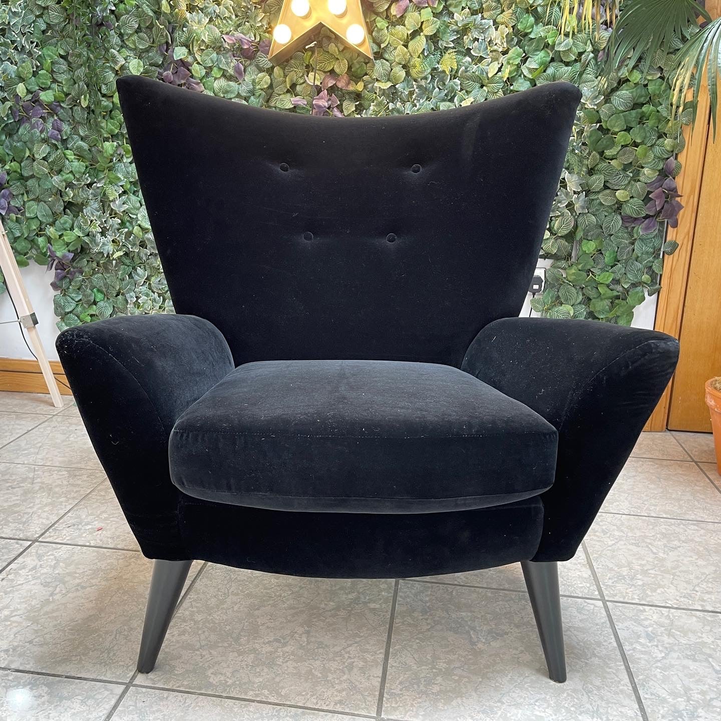 armchair black velvet