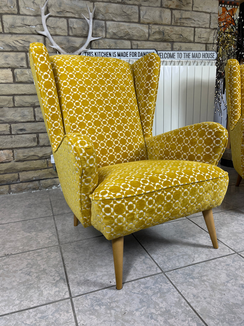 yellow print chairs