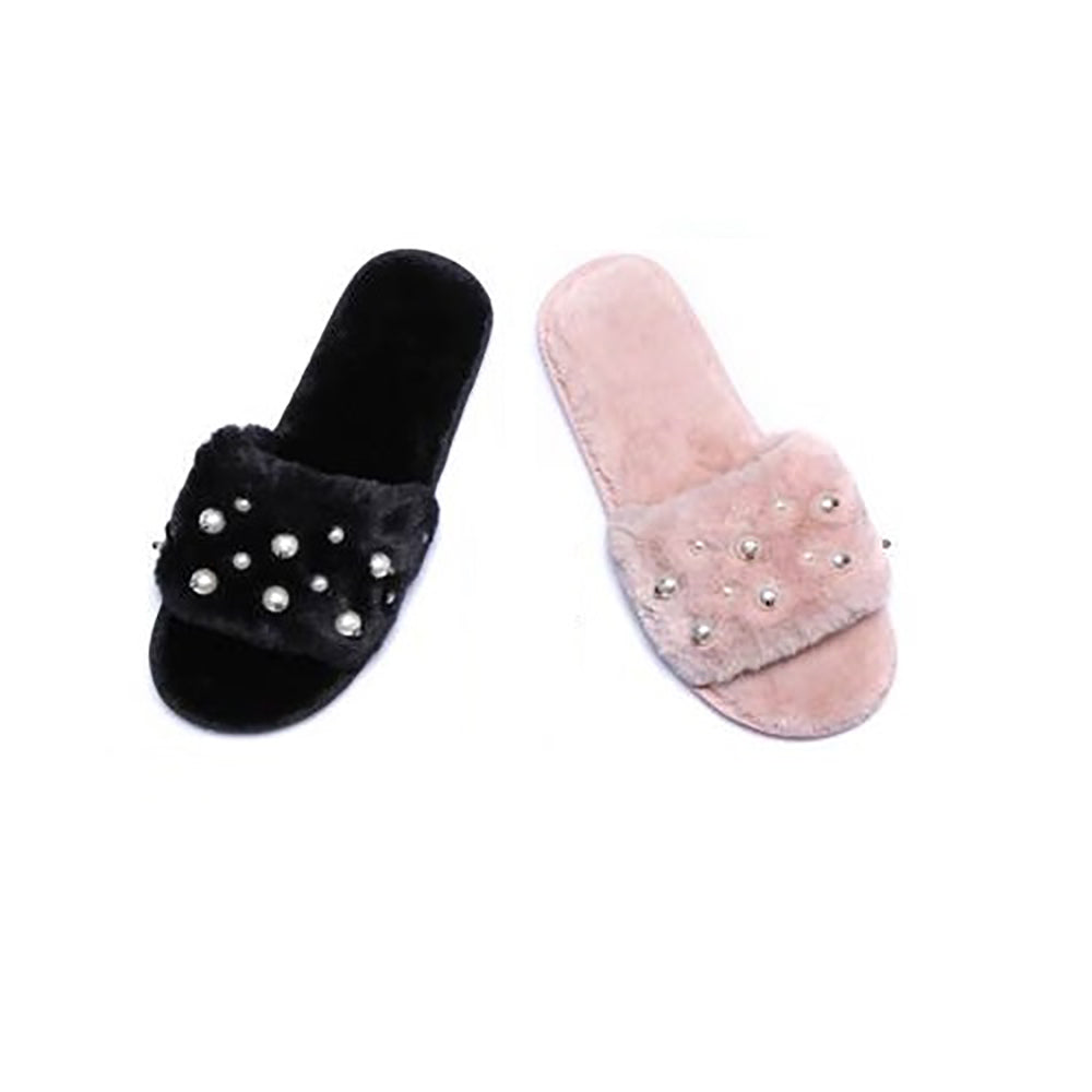 faux fur slide slippers