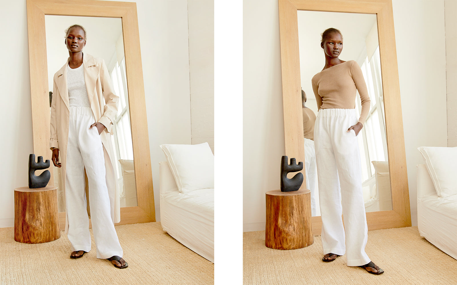 Women's Linen Pants, White Linen Pants