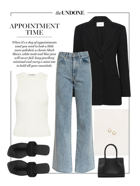 Outfit Idea | Blue jeans, White Tank, Black Blazer | The UNDONE 
