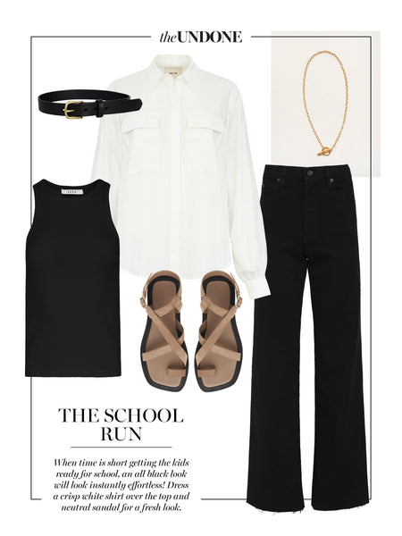 Outfit Idea | black tank, white shirt, black jeans | The UNDONE