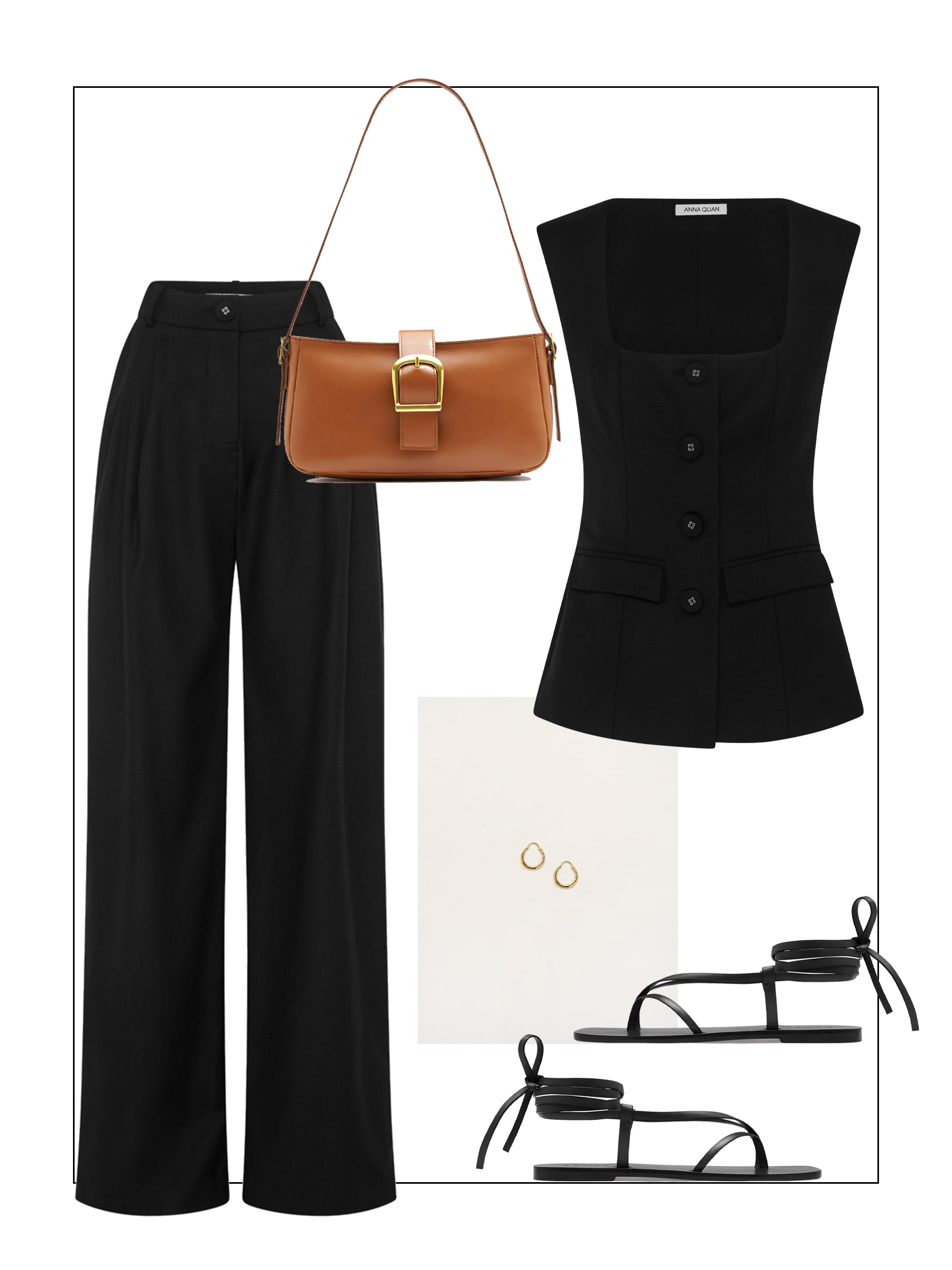 Black waistcoat and black tailored trousers