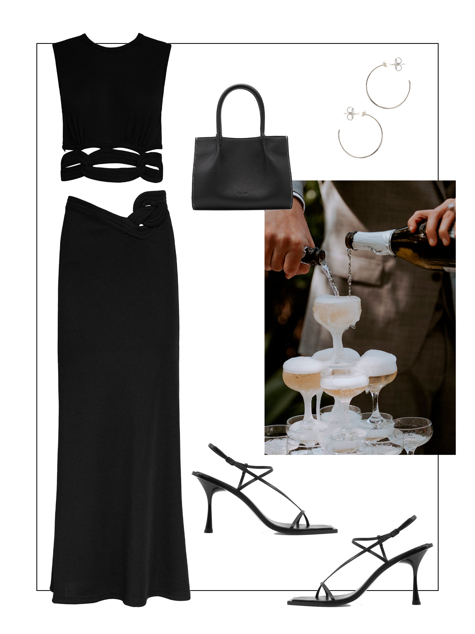 All black wedding guest outfit