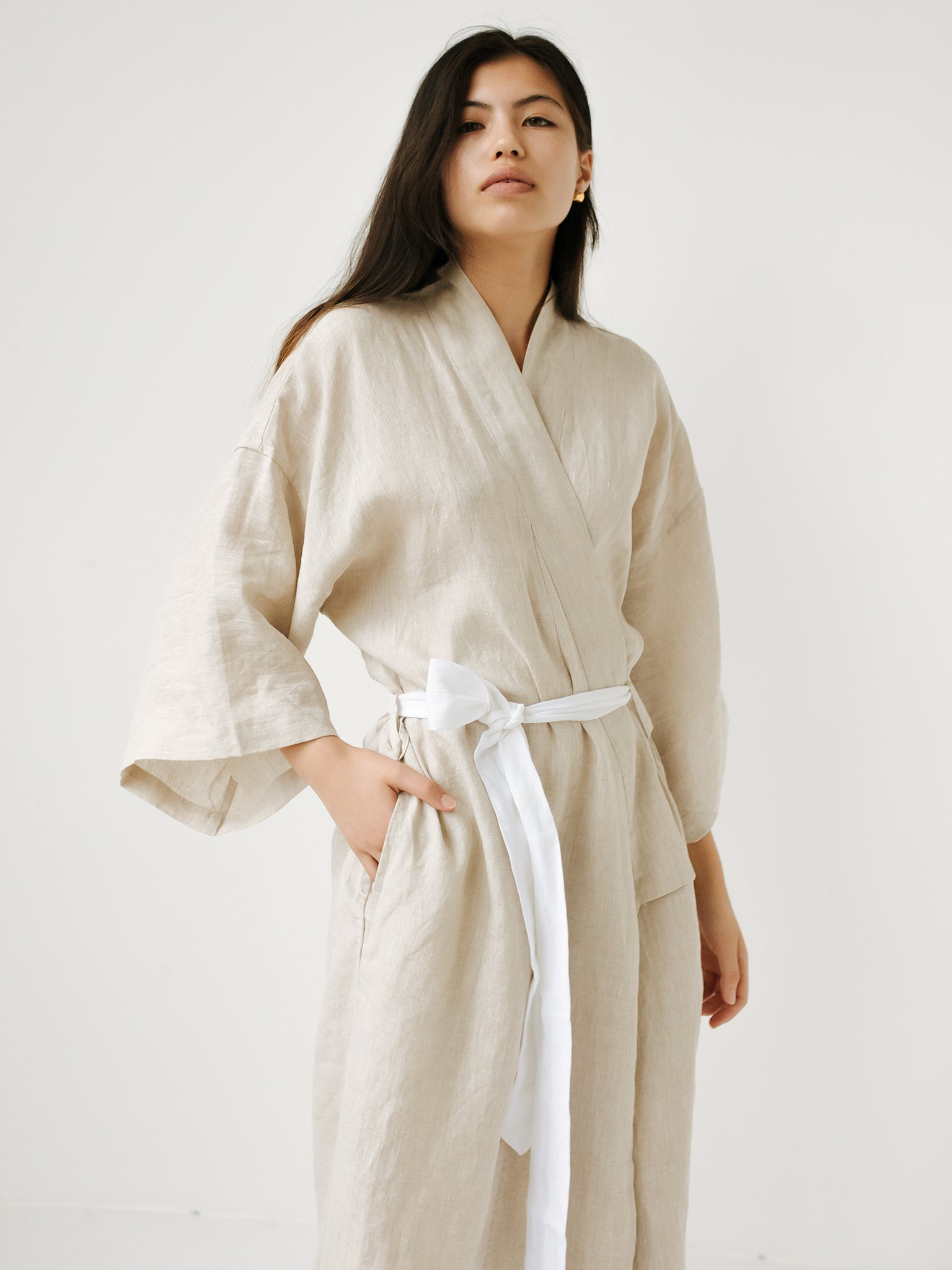 Deiji Studios | Full Length Linen Robe in Oatmeal | The UNDONE by Deiji ...