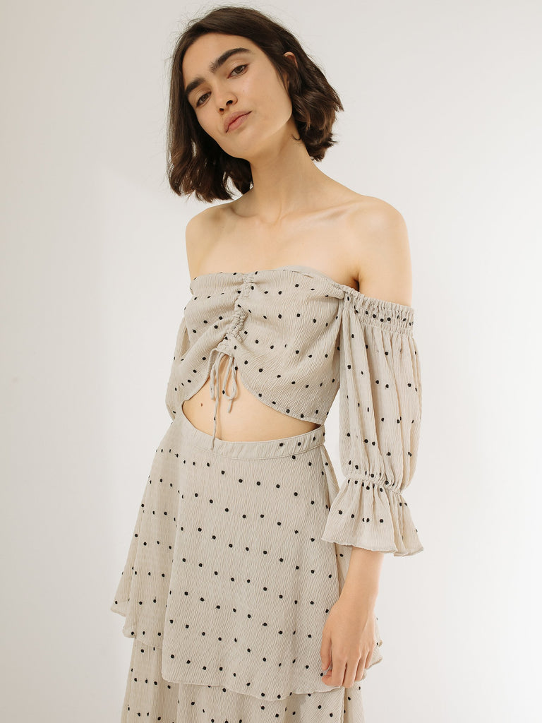 SIR The Label | Camille Cut Out Gown in Bone Polka | The UNDONE by SIR.