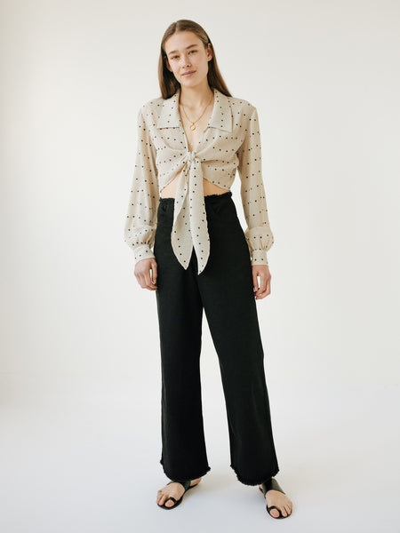 Sir the Label | Camille Tie Top in Bone Polka Dot | The UNDONE by SIR.