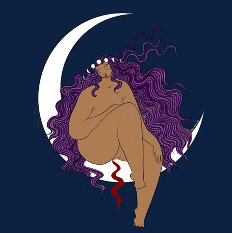 Maori Woman representing the Maramataka (phases of the moon) during your cycle