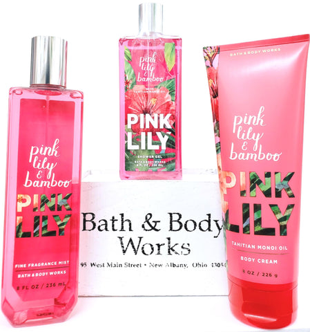 Bath And Body Works Pink Lily Bamboo Body Cream Bath Gel Body Splash