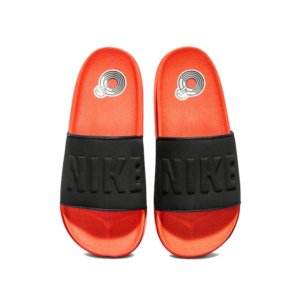 orange and black nike slides