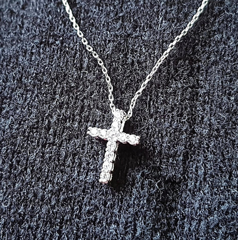 Arabella Sterling Silver White Cubic Zirconia Cross Pendant Necklace (1-1/2  ct. t.w.) - ShopStyle