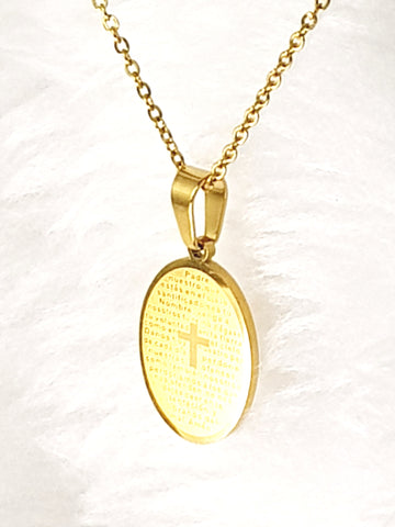 Necklace Forgiveness Stainless Steel Gold Scripturecross Oval Pendant Ss Gold Chain Ssb300 Luke 173 4