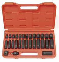 SUNEX TOOL 29 Piece 3/8" Drive MasterMetric Impact Socket Set8-22MM SU3329