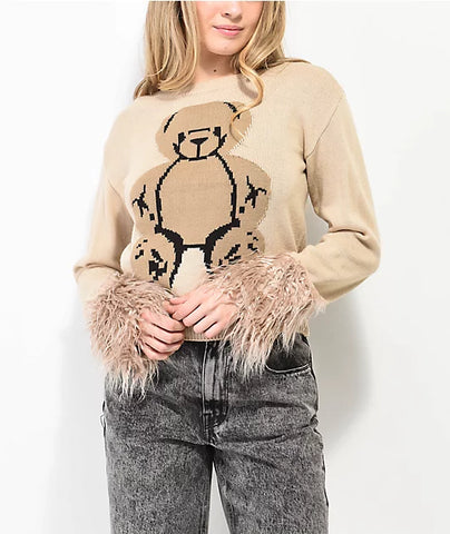 Basic Pleasure Mode Big Ted Fluffy Trim Jumper