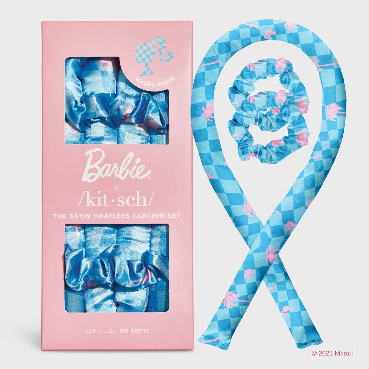 barbie x kitsch heatless hair curler blue