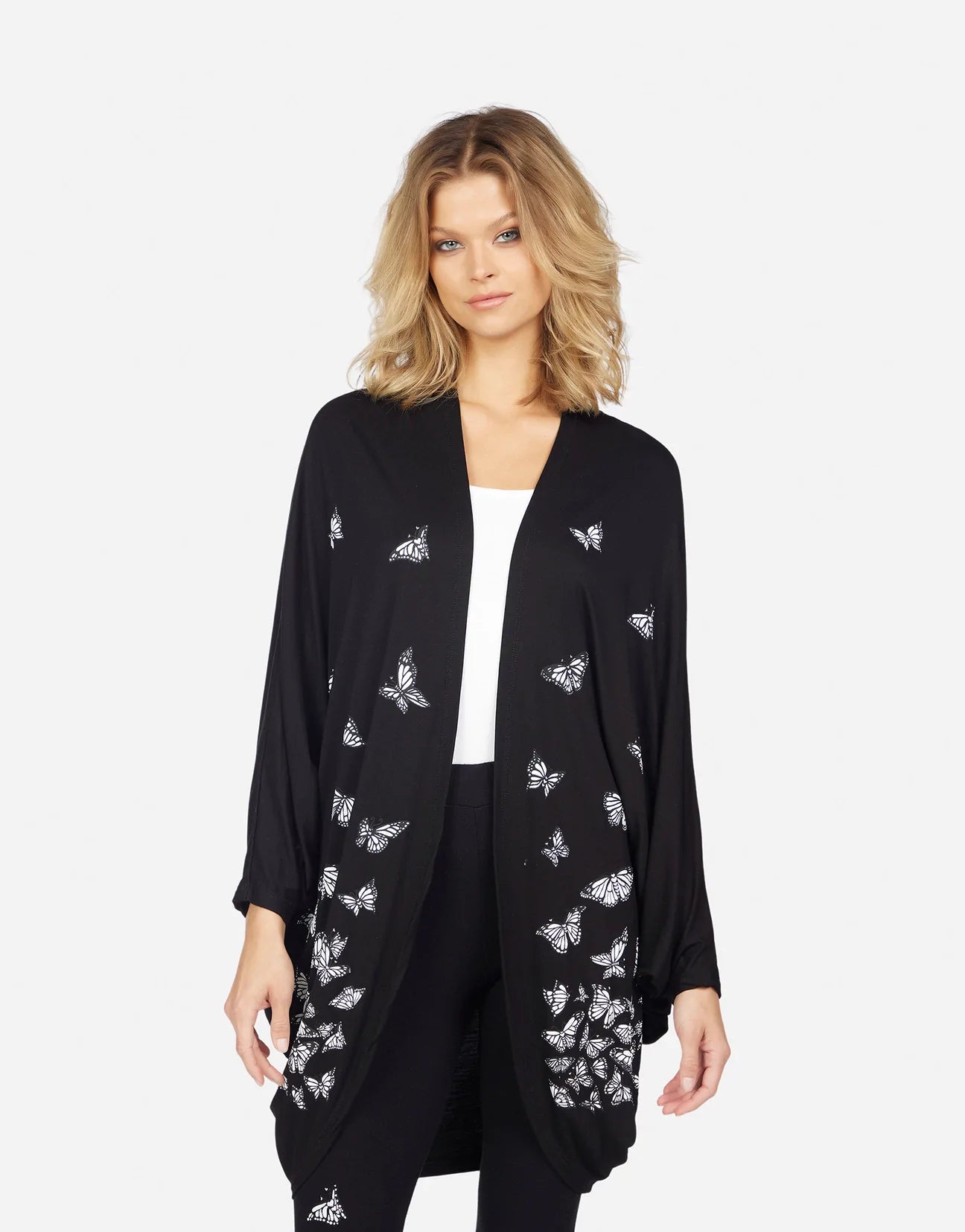 lauren moshi isla butterfly skull burst wrap cardigan