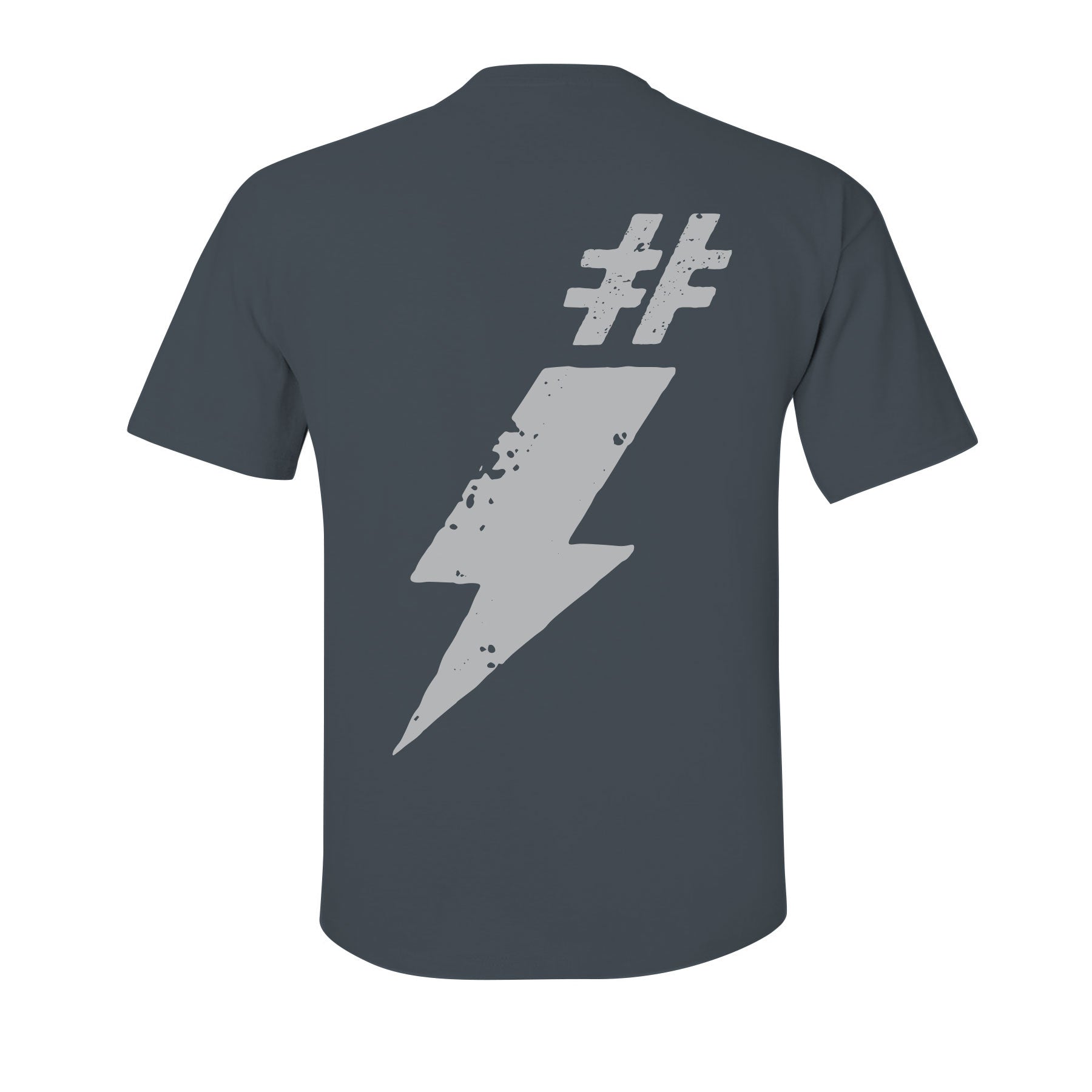 Happy Propaganda graphite grey t-shirt with white hashtag and bolt by  artist Heath Kane | Heath Kane