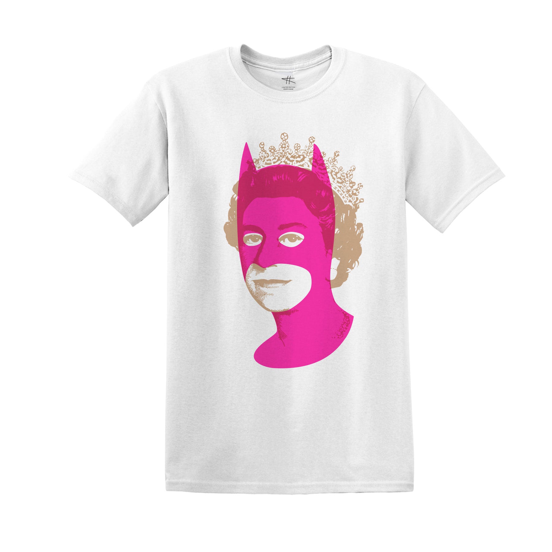 Rich Enough to be Batman - Neon Pink and Gold T-shirt by artist Heath Kane  | Heath Kane