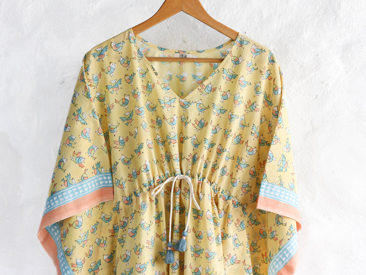 Kaftan- Birdies in Yellow