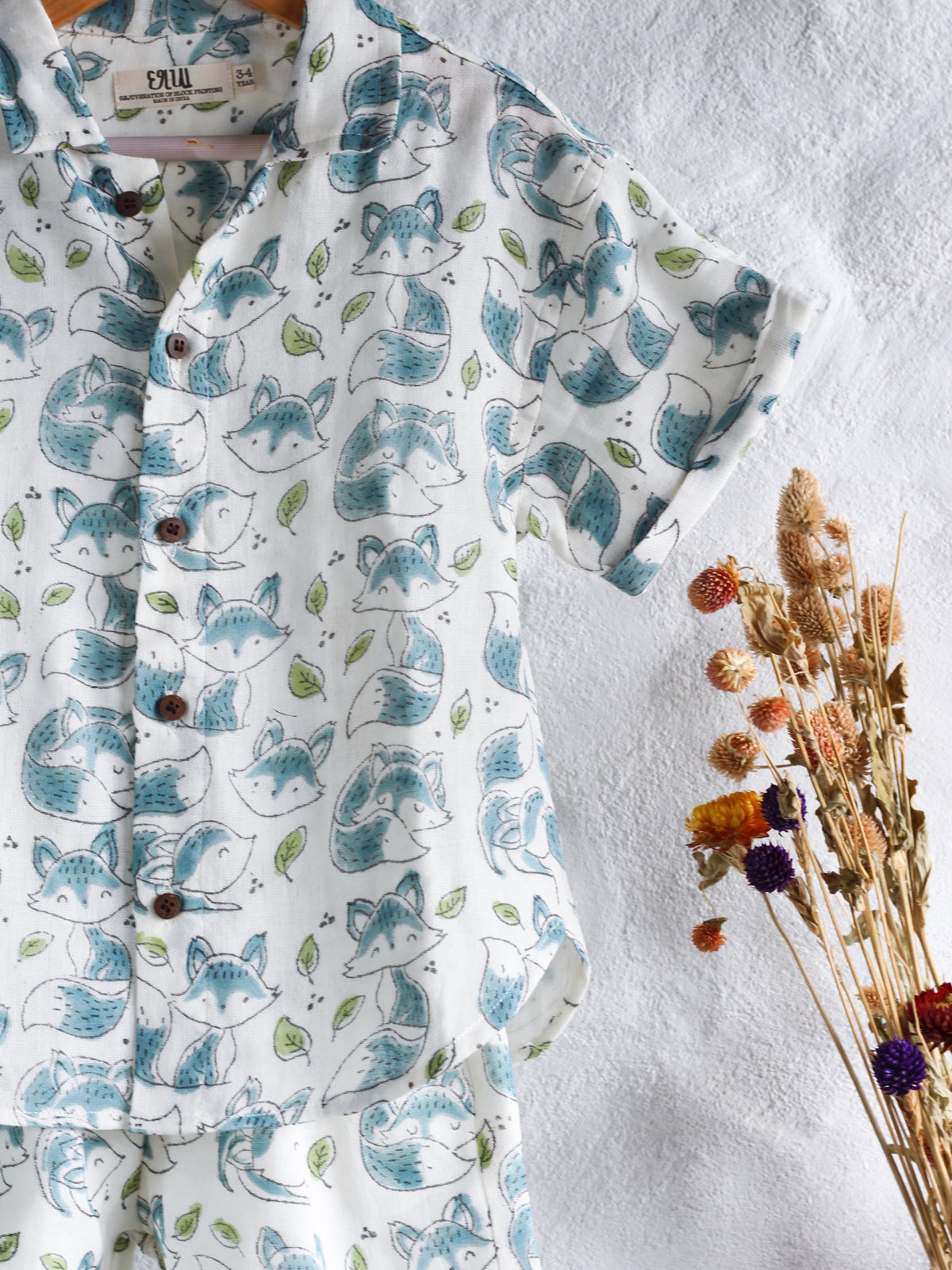 KIDS MUSLIN SHIRT & SHORT SET FRIENDLY FOX