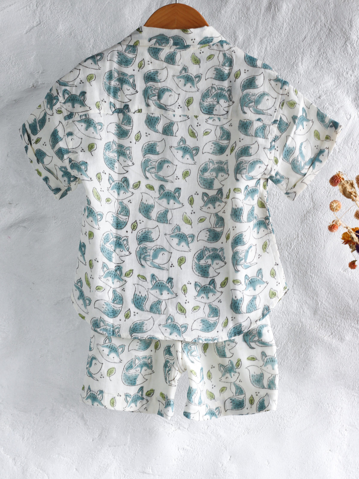 KIDS MUSLIN SHIRT & SHORT SET FRIENDLY FOX