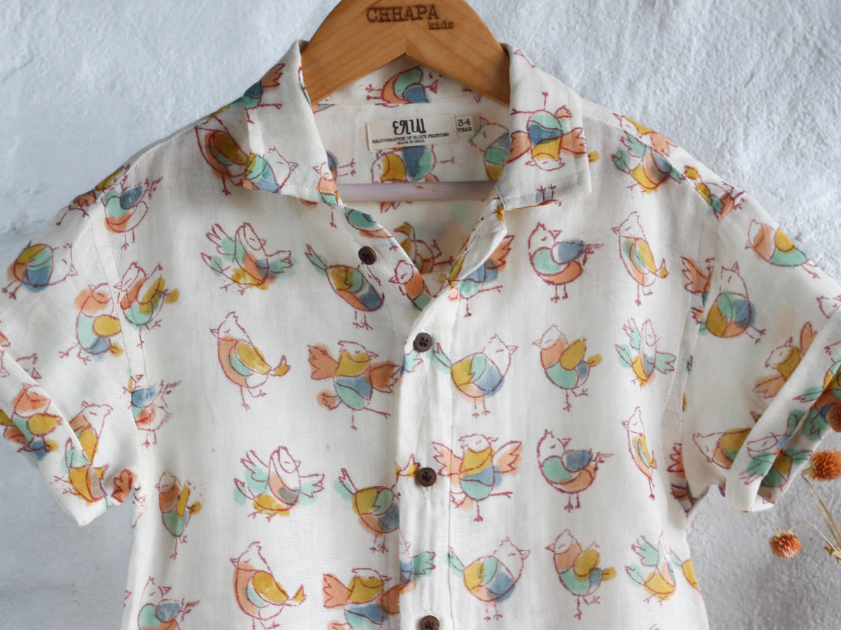 KIDS BIRDIE MUSLIN SHIRT & SHORT SET