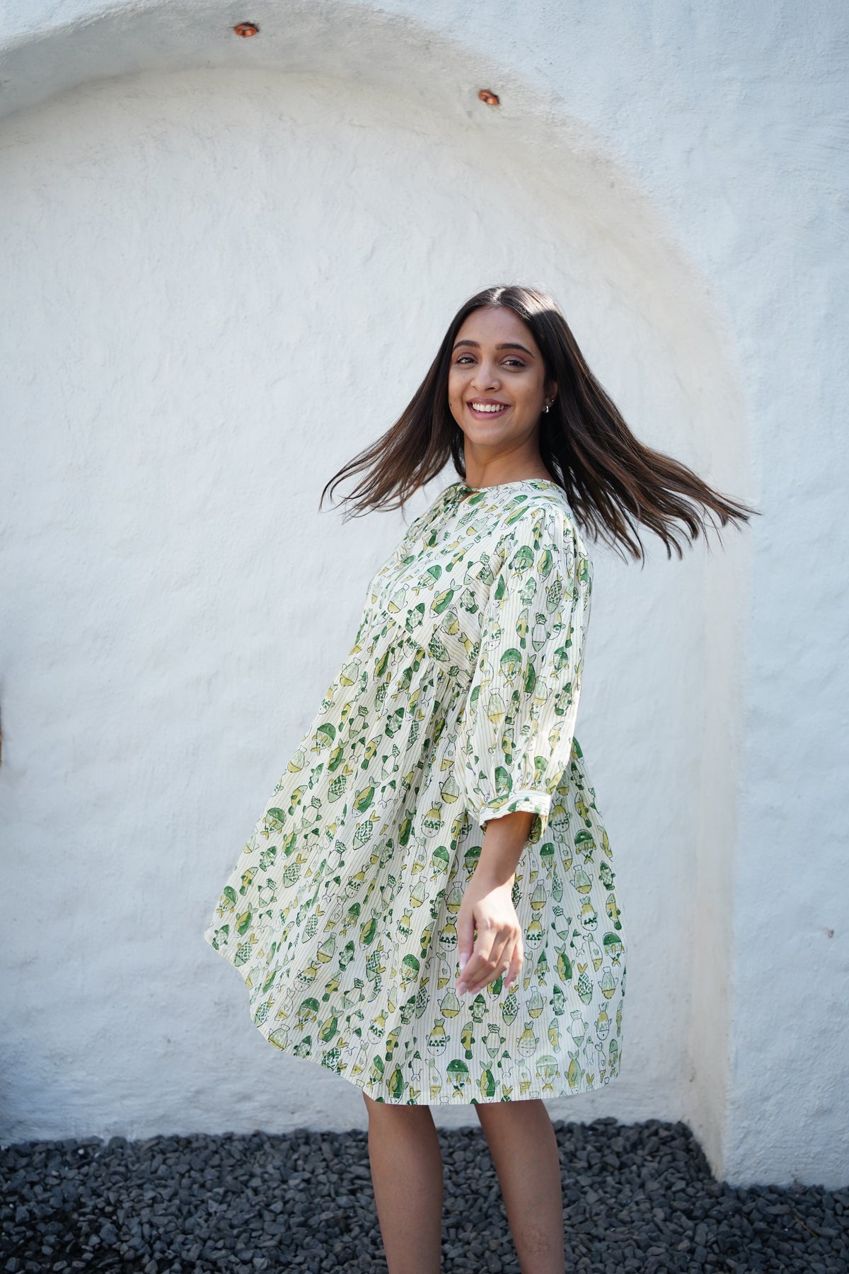 Green Fishy Short Dress