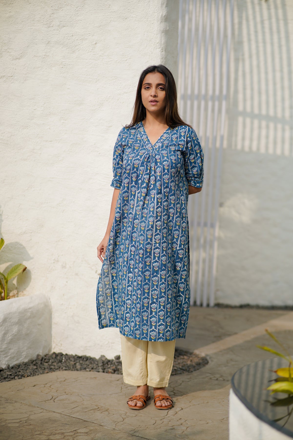 Royal Blue Jaal Kurta