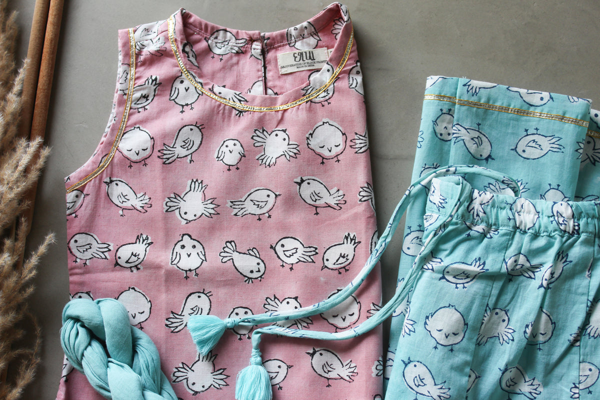 KIDS CHANIYA CHOLIBIRDIES IN MINT & PINK