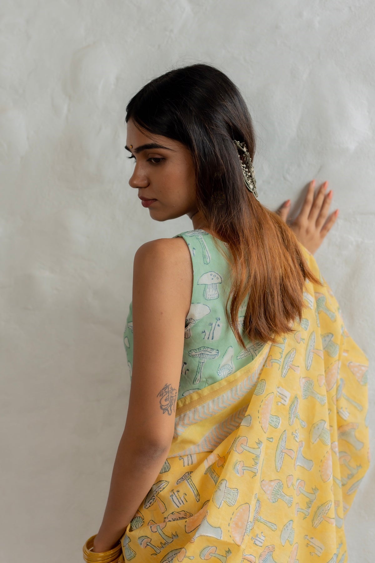 SUNSHINE MUSHROOM - Chanderi Saree