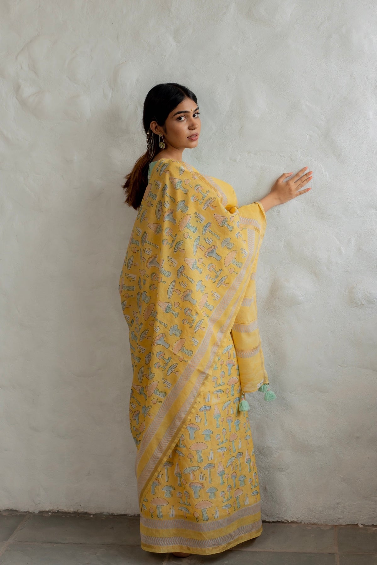 SUNSHINE MUSHROOM - Chanderi Saree