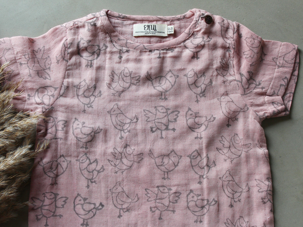 KIDS DUSTY ROSE SPARROW MUSLIN TODDLER TEE