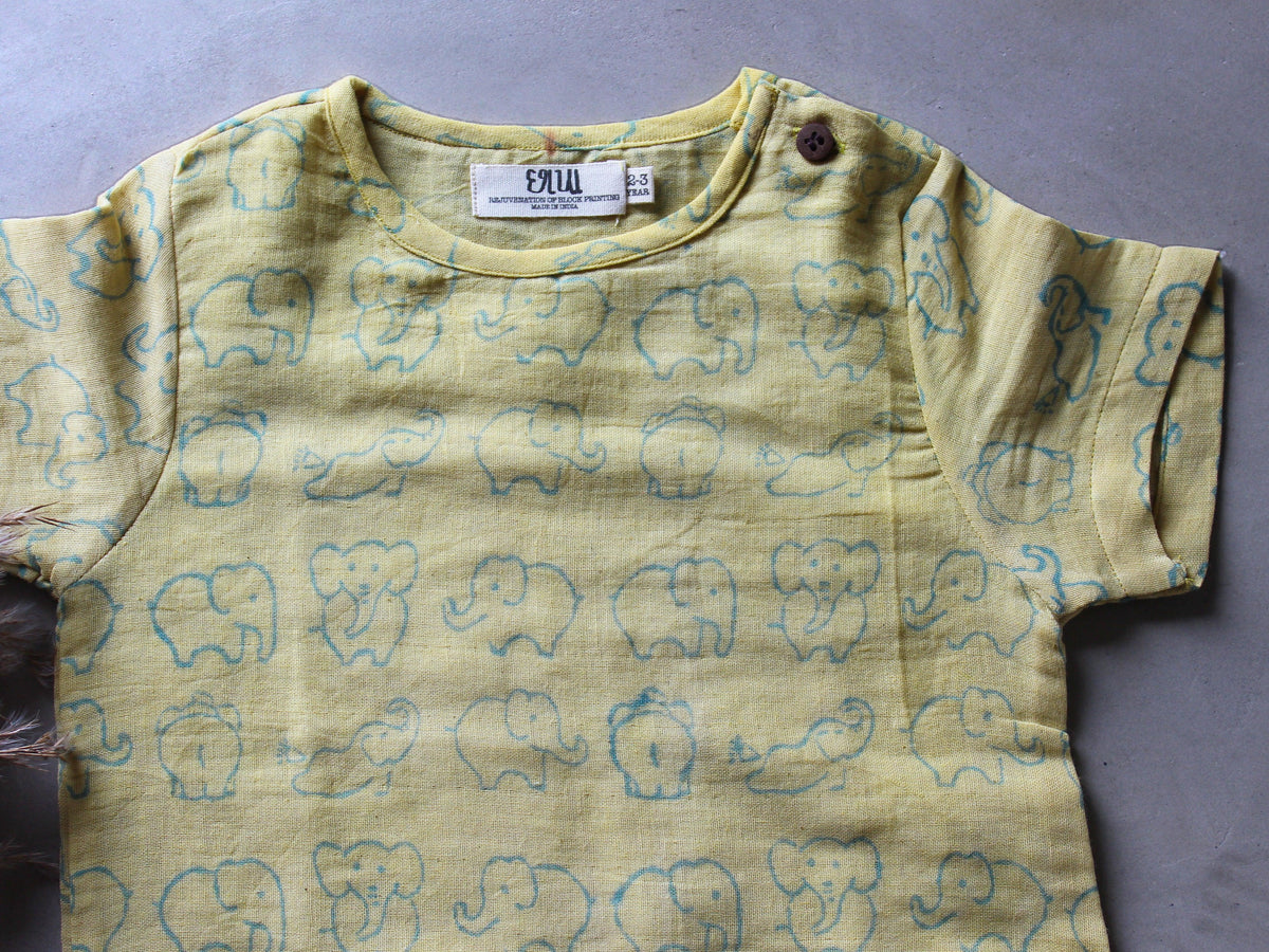 Yellow Elephant Muslin Toddler Tee - CHHAPA