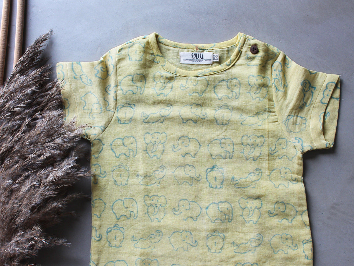 Yellow Elephant Muslin Toddler Tee - CHHAPA