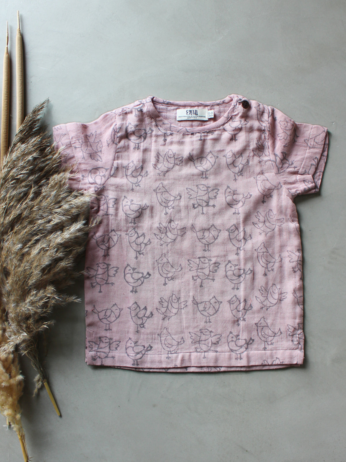 KIDS DUSTY ROSE SPARROW MUSLIN TODDLER TEE