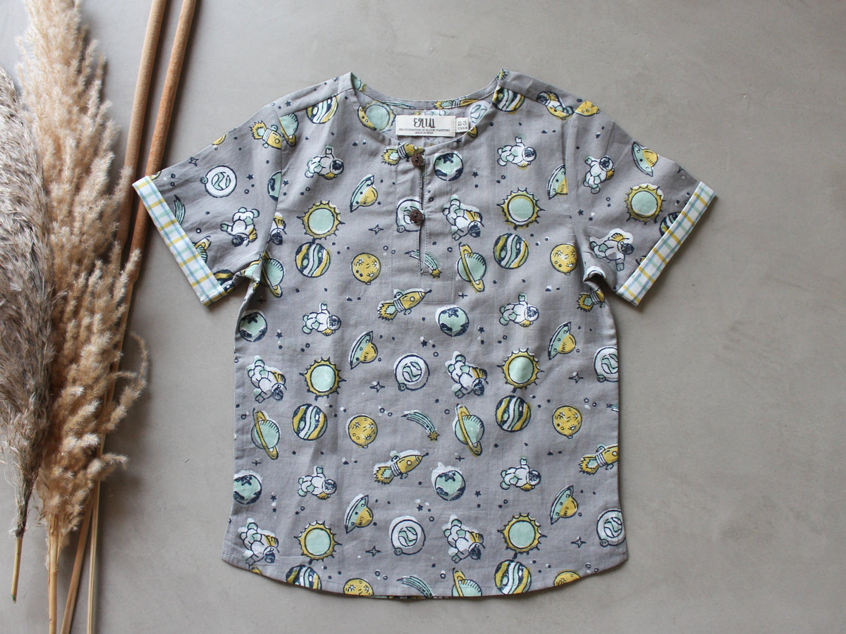 Gray Space Kurta Shirt - CHHAPA