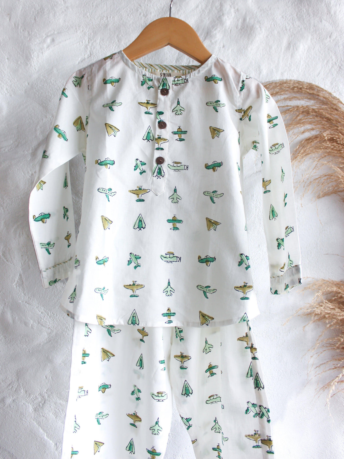 Unisex Kids Pajama - Aeroplanes in White - CHHAPA