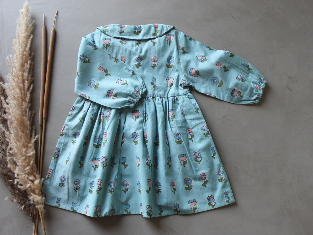 KIDS BLUISH COLLAR DRESS