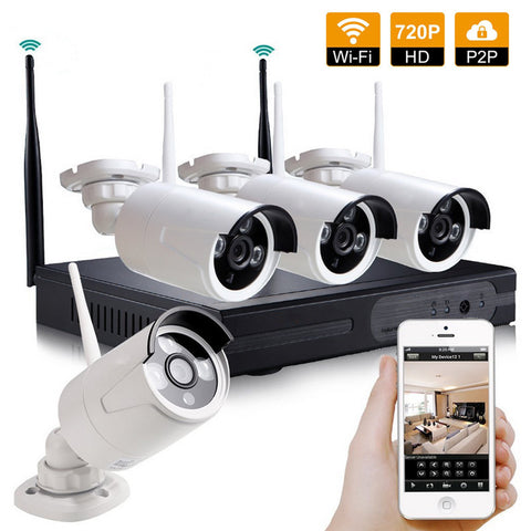 hd 4 channel 720p wireless ip camera cctv security surveillance system nvr kit