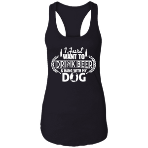 Drink Beer & Hang With Dog - Ladies Racer Back Tank Rescuers Club