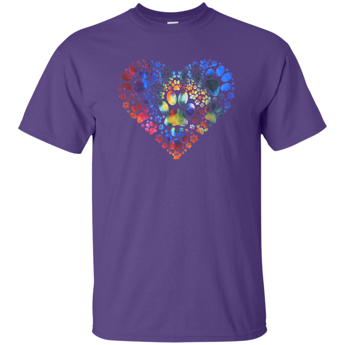 Multi-Colored Pawprint Heart - T Shirt – Rescuers Club