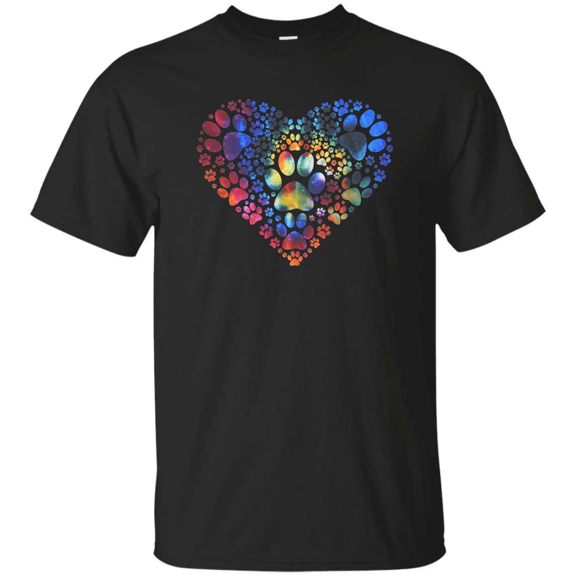 Multi-Colored Pawprint Heart - T Shirt – Rescuers Club