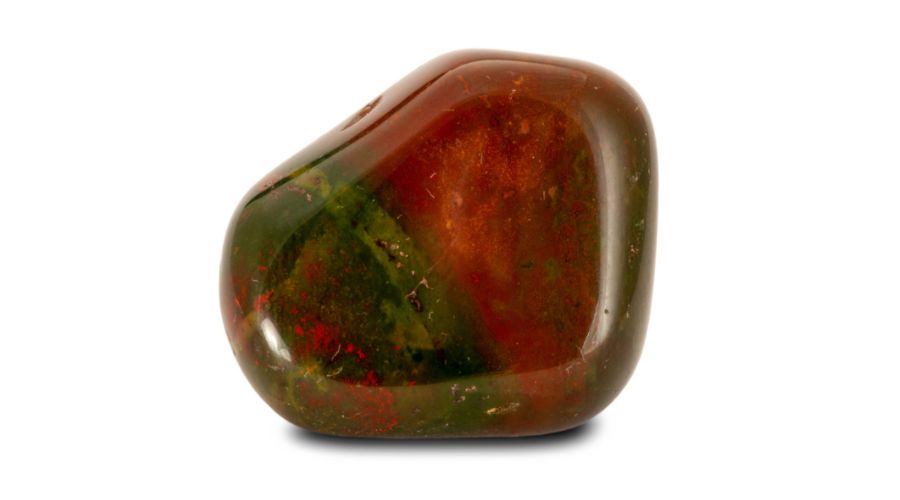 Bloodstone gemstone isolated on white background