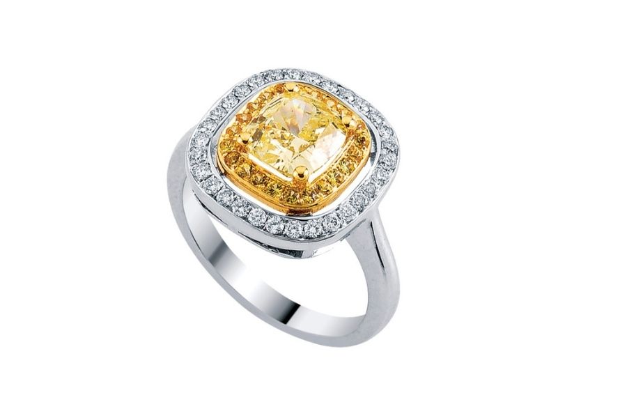 Cushion Plain Shank Halo Diamond Engagement Ring