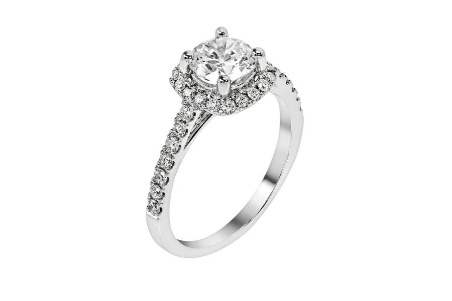 French Cut Pave Diamond Engagement Ring